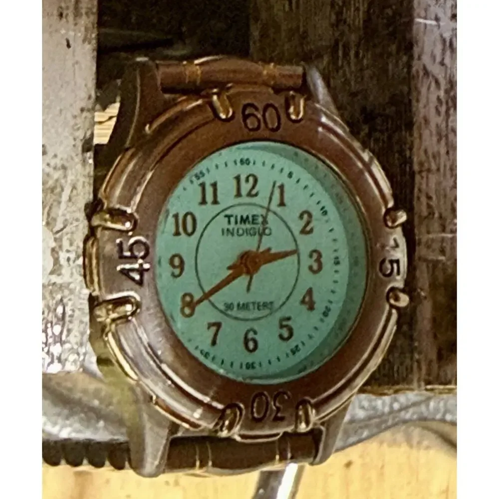 Vintage‎ Timex Indiglo Womens Watch Gold 2 Tone Band, New Battery EUC